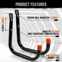 Heavy Duty Garage Hooks 8 Inch Steel Wall Mount Organizers for Tools Bicycles