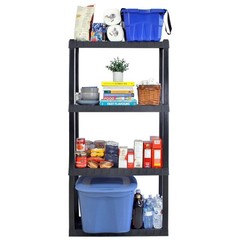 Hyper Tough Plastic Storage Shelves Garage Shelving Unit 4-Tier 57″H x 14″D x 30