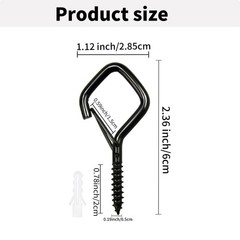 Eye Screw Hooks 2.36IN Black, Heavy Duty Metal, 46PCS – Windproof Ceiling
