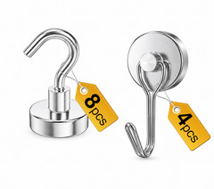 Magnetic Hooks 12 Pack Heavy Duty Swivel Fixed Silver Kitchen Garage Cruise