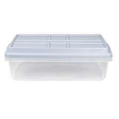 40qt Clear Plastic Storage Bin with Gray HI-RISE Stackable Lid: Under