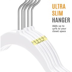 50 Pack Slim Plastic Hangers 17.7 Inch Non Slip Heavy Duty White