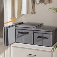 Fabric Storage Bin with Lid,7.1 x 9.1 x 13 Inch Foldable Storage Box for Shelves
