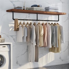 Industrial Pipe Clothes Rack Wall Mounted Hanging Bar Garment Rail Detachable