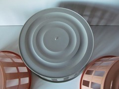 Vtg Round Plastic Baskets Storage Organizing Peach Gray Lot of 3 Mini Laundry