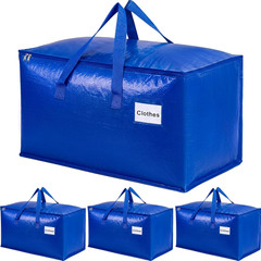 10-Pack Clear Moving Bags Heavy Duty Extra Large, Storage Totes with Reinforced