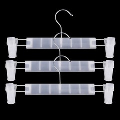 100Pack Plastic Clothes Skirt Trouser Pants Hanger with Adjustable Clips 12″wide