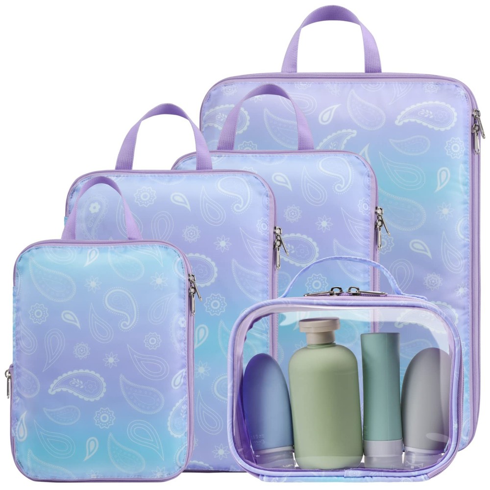 Compression Packing Cubes Travel – 5 Set Packing Cubes for Suitcases, Lightwe…