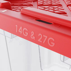 27 Gal. Tough Storage Tote in Clear with Red Lid