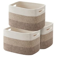 3 Pack Storage Basket, Woven Baskets for Storage, Cotton Rope Basket for Toys