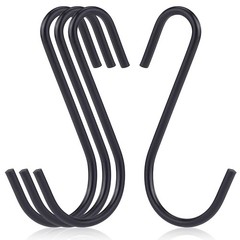 20 PCS 2.4 Inch Black S Hooks Alloy Steel Hanger 0.88 Inch Opening Kitchen