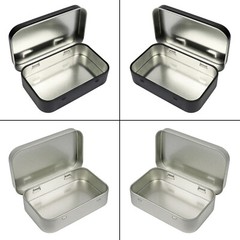 Metal Rectangular Empty Hinged Tins Box Containers 3.75 x 2.45 x 0.8 Inch Silver
