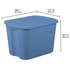 18 Gallon Plastic Storage Container with Snap-on Lid, Light Blue, 8 Pack！