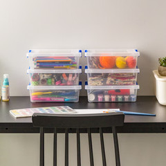IRIS Medium 2.4 Quarts Blue Stackable Tote with Latching Lid 6 Pack