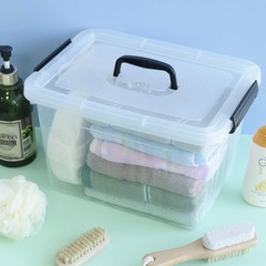 Clear Plastic Storage Box with Handle, 10L Latch Container for Snacks & Tools