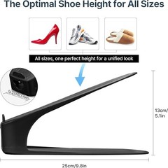 Black Shoe Slot Organizer—20—Space-Saving Stackers—One-Piece—20