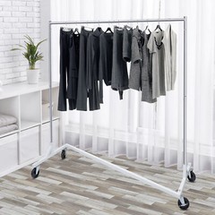 Z-Base Clothes Rack Garment Rack Rolling Storage Garment Shelf Silver Sturdy
