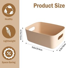 2-Pack Plastic Storage Bins, Small Storage Baskets, Organizers for Home &