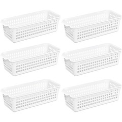 Small Plastic Storage Baskets 6-Pack Organizer Trays in White