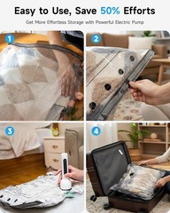 8 Pack Travel Vacuum Bags with Wireless Pump – Space Saver for Luggage & Travel