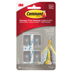 Command Small Metallic Hooks [Removable]: small / 4-pack (Stainless Steel)