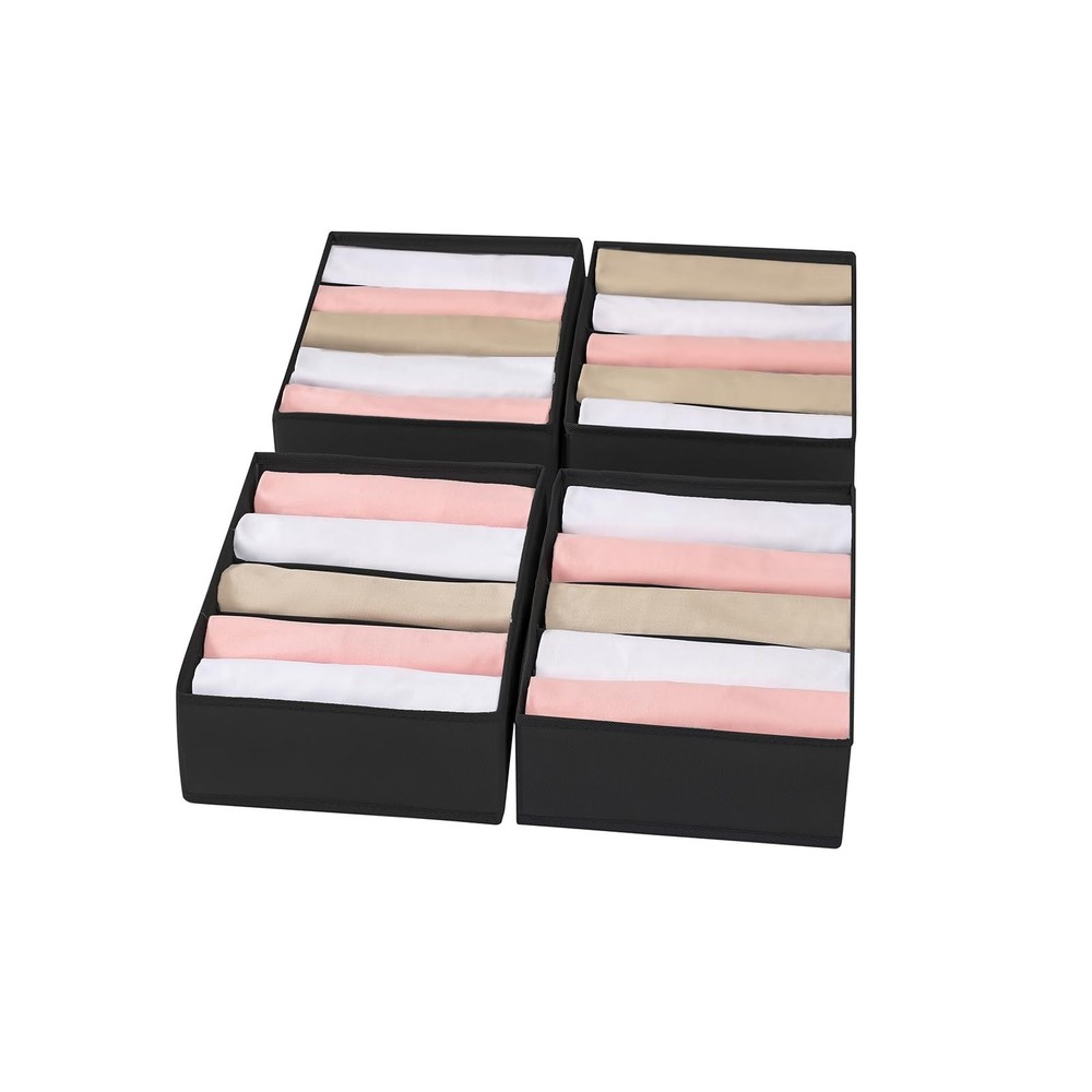 Coorganisers 4 Packs T-shirt Drawer Organizers for Clothing,5 Grids Compartment
