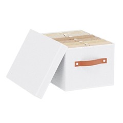“Foldable Storage Bin 7.1×9.1×13 Inch with Lid Closet Organizer, White”