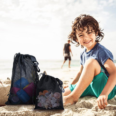10 PCS with Clips Mesh Drawstring Bags, Portable Nylon Storage Bags for Toy,Spor