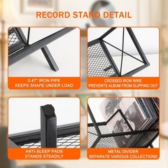 Vinyl Record Storage Holder – 80-100 LP Vinyl Organizer, Metal Record Display…