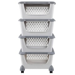 Idotry 4-Packs Plastic Stackable Storage Bins – Large Storage Basket with Wheels