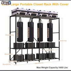 59″ Portable Clothes Closet Steel Wardrobe Rack Storage Organizer Heavy Duty