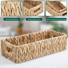 Toilet Basket Tank Topper Set of 2 Water Hyacinth Wicker Bathroom Storage
