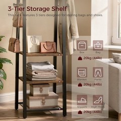 MAHANCRIS Freestanding Coat Rack 3 Shelves 8 Hooks Rustic Brown Black