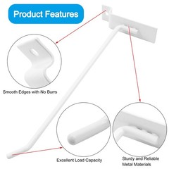 32PCS 8Inch Length White Slatwall Hooks, Metal Slat Wall Display Panel Hooks Hea