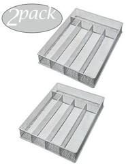 Ybm Home Silver Mesh 5-part Flatware Tray 12.5 In. L x 9.25 In W x 2 In H 2 Pack