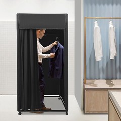 Modern Black Portable Dressing And Movable Fitting Room With 4 Universal Wheels