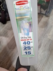 RUBBERMAID WRAP N CRAFT GIFT BAG TOTE PLASTIC GIFT WRAP HOLDER
