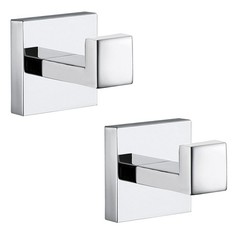 Polished Chrome SUS304 Stainless Steel Heavy Duty Wall Mount Towel Hook 2 PCS