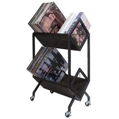 Vinyl Record Storage Holder with Wheels, 2Tier Record Holder 160200 LP with D…