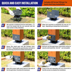 Stainless Steel Post Base Bracket Concrete Wet Set Heavy Duty Wood Fence Anchor