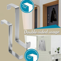 Over the Door Hooks, 3 + 2 Pack – 2-Sided Stainless Steel Coat Hanger Fits Door