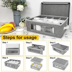 homyfort Mug Storage Box, China Containers Organizer Hard Shell Grey