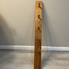 36” Solid Wood Shaker Peg Rail Coat Rack 6 Peg Kitchen Mug Display Oiled Finish