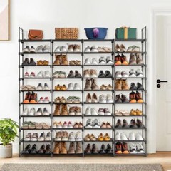 10-Tier Large Capacity Metal Shoe Rack 80-Pair Shoe Storage Organizer – Black