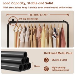 Standard Clothes Garment Rack Storage Shelf Hanging Coat Jacket Black