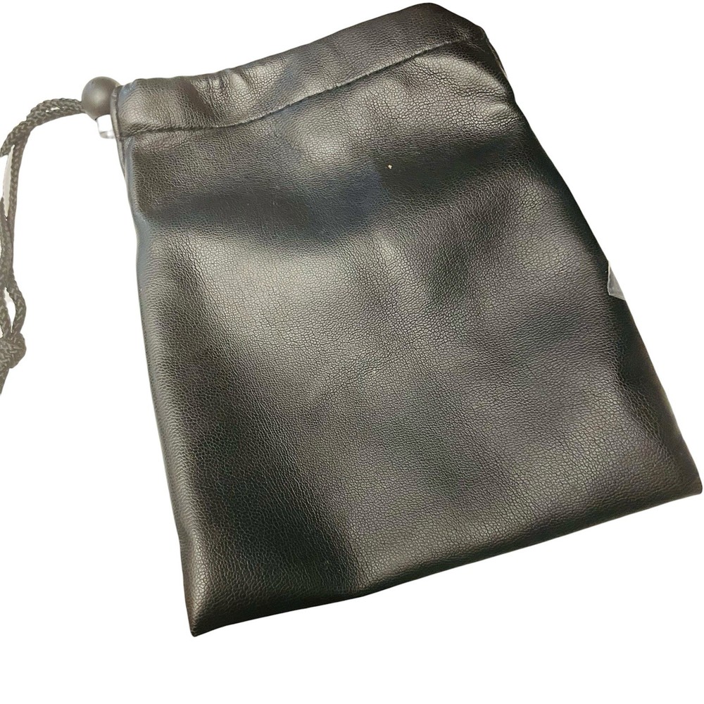Black Faux Leather Gift Tote Storage Bag 6” X 8” Drawstring Closure