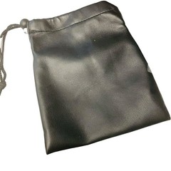 Black Faux Leather Gift Tote Storage Bag 6” X 8” Drawstring Closure