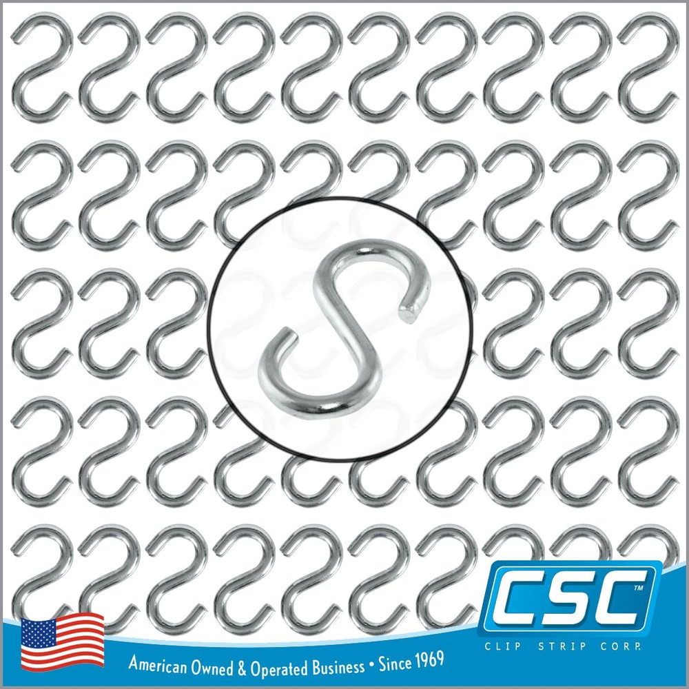 100 Pack S Hooks, Heavy Duty, 1.625″ L X 0.135″ Diameter S Shaped Hook for Hangi