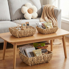 3 Pack Hand Woven Wicker Baskets for Organizing – Natural Storage Bins Set