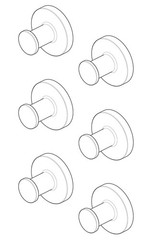 6 Count Modern Matte Gold Clothes Hooks, Mainstays